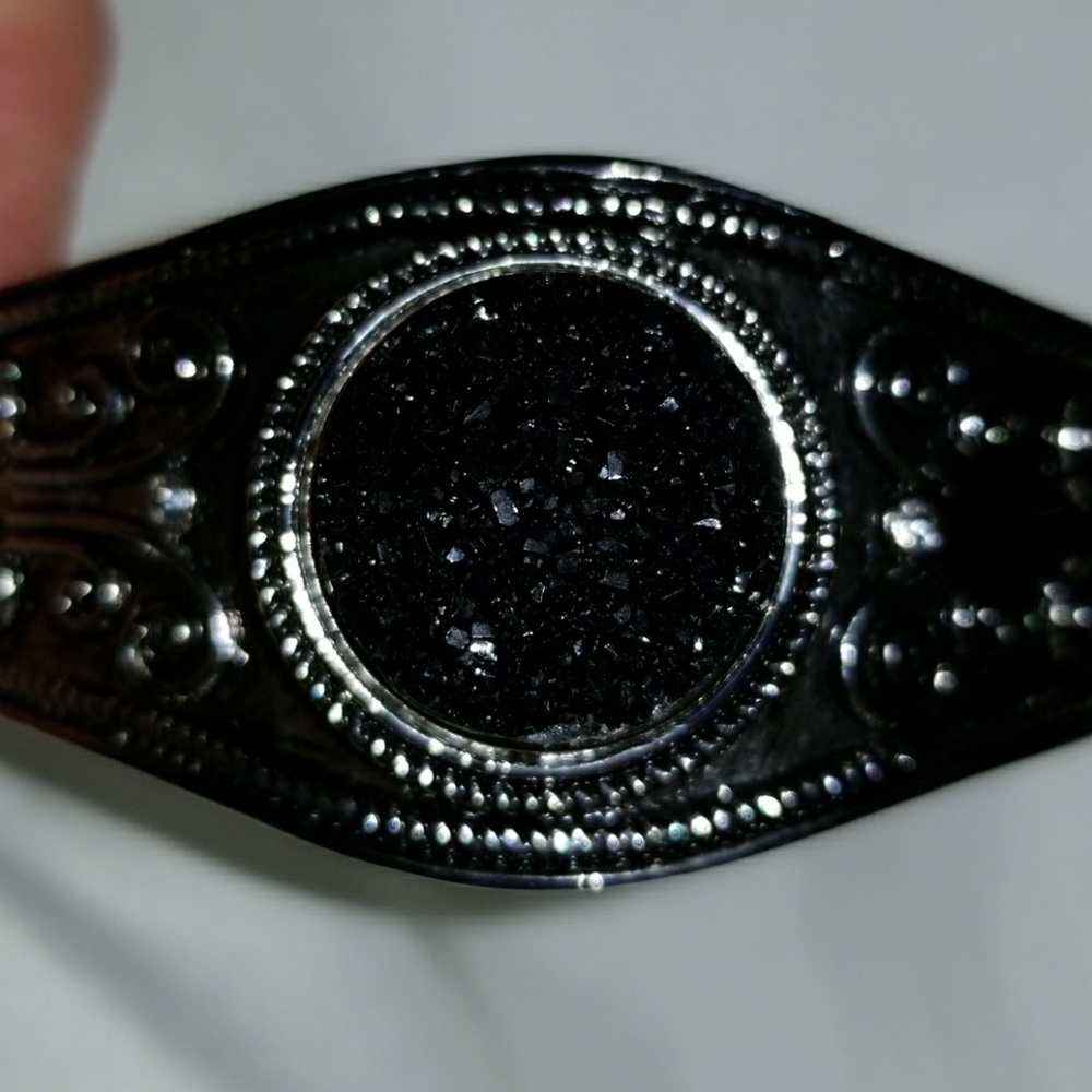 Design Snap Bracelet with Black Glitter 18mm Snap